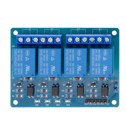 โมดูลรีเลย์ 4  Channel 5v Relay พร้อม Optocoupler . Relay Output 4  Way สําหรับ Arduino