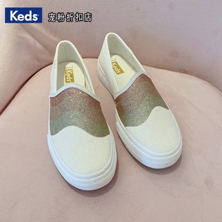 Keds ใหม่ รองเท้าส้นแบน ระบายอากาศ ใส่สบาย ประดับเพชรเทียม สําหรับผู้หญิง