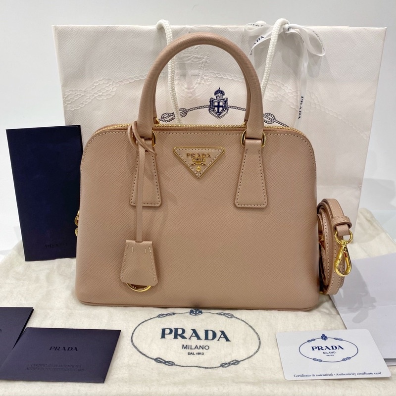 Used like new Prada BL0838 Alma 25 Saffiano สี Cammeo  y.2013