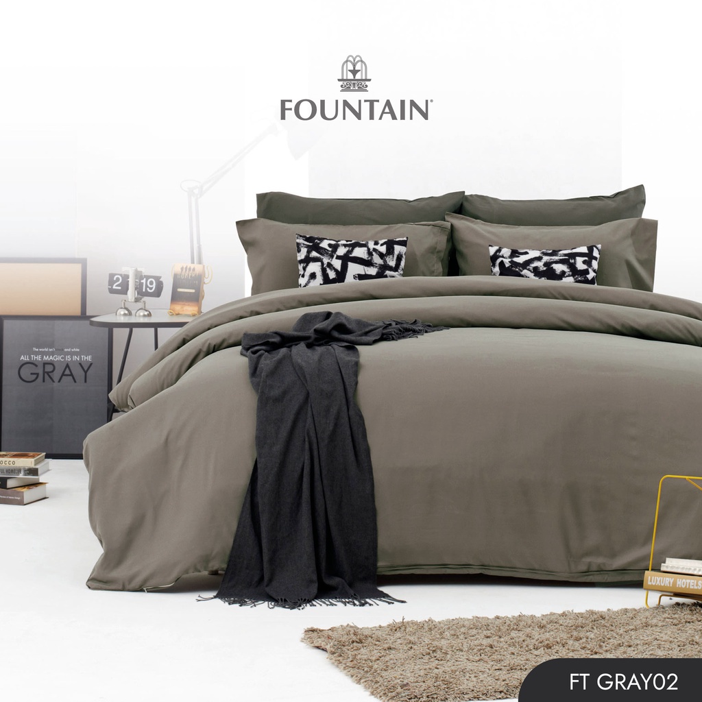 Fountain FT Gray02 รุ่นColor of life สีพื้นโทนเทากลางสัมผัสนุ่มลื่นสบายด้วยชุดเครื่องนอนฟาวน์เทน ผ้า