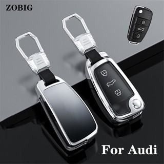 ZOBIG For Audi Key Fob Cover Case Zinc alloy  glass Key Shell Key Case Cover for A1 A3 A6 Q2 Q3 Q7 TT TTS R8 S3 S6 RS3 Smart Key