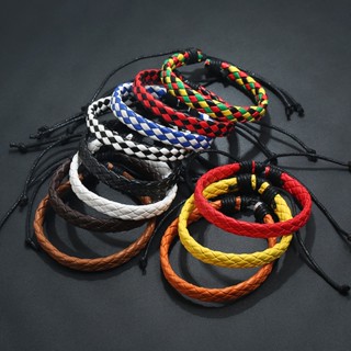 11 Pieces Colorful Adjustable Braided Leather Bracelet For Men Women Punk PU Multi-colored Bangles