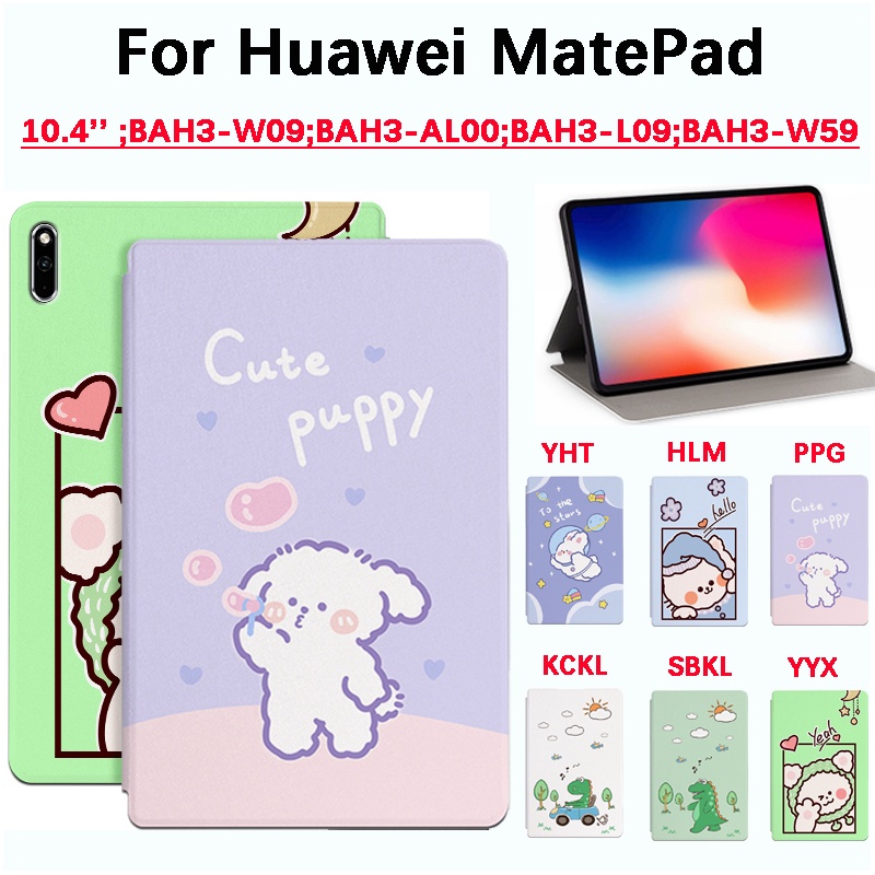 สําหรับ Huawei MatePad 10.4 นิ้ว BAH3-W09,BAH3-AL00,BAH3-L09,BAH3-W59,BAH4-L09,BAH4-W09 เคสแท็บเล็ต, น่ารักการ์ตูนรูปแบบฝาครอบหนังคุณภาพสูง ราคา ถูกที่สุด ดีลบีเคเค