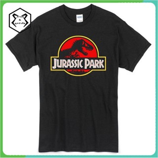 เสื้อเชิ้ตแขนสั้น ผู้ชายเสื้อยืด Men T Shirt แฟชั่น Jurassic Park ครบรอบ 25 ปีเสื้อยืดของ Jurassic World Black