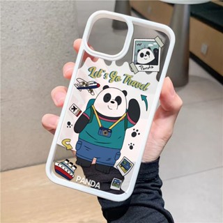 เคสโทรศัพท์มือถืออะคริลิคใส แบบแข็ง ลายการ์ตูนแพนด้าน่ารัก สําหรับ iphone 14promax 11 13 12 7Plus 8 X XS Max