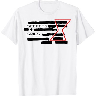 MARVEL Black widow secrets and spies เสื้อยืดโลโก้ไขว้