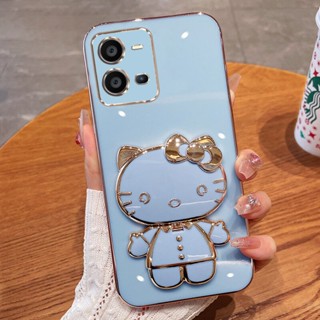 เคสโทรศัพท์ สําหรับ VIVO V25 V25e Y27 Y36 Y35 V23e V23 V21e 5G V19 มือถือแบบนิ่ม กันกระแทก ลายเฮลโลคิตตี พร้อมกระจก หรูหรา