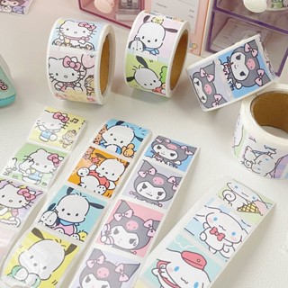 sanrio สติ๊กเกอร์เทป สติ๊กเกอร์น่ารัก สติกเกอร์เทปซีล เทปกระดาษวาชิ  ลายการ์ตูนสัตว์ สติ๊กเกอร์ซานริโอ้ 500ดวง/ม้วน