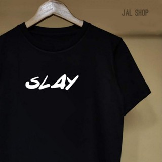 เสื้อเชิ้ตแขนสั้น เสื้อยืดแขนสั้น เสื้อยืดผ้านิ่ม เสื้อเชิตแขนสั้น SLAY เสื้อยืดงบผ้าฝ้ายที่มีคุณภาพสูง wI&gt;