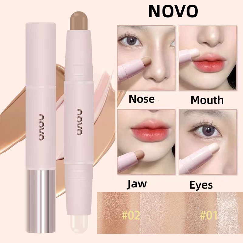 Novo 2 in 1 ไฮไลท์ & คอนทัวร์ แบบแท่ง สองหัว สําหรับแต่งหน้า