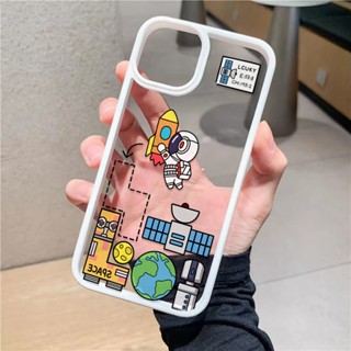 เคสโทรศัพท์มือถืออะคริลิคใส แบบแข็ง ลายนักบินอวกาศ Tetris สําหรับ iphone 14promax 11 13 12 7Plus 8 X XS Max