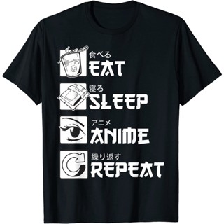 Eat Sleep Anime REPEAT Manga shirts เสื้อยืดผู้ชายผู้หญิง