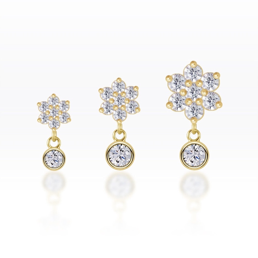 Piercingroom by Jay จิว/ต่างหูสำหรับผิวแพ้ง่าย Flower CZ ตุ้งติ้ง เงินแท้ (ราคาต่อชิ้น) - รูปที่ 5