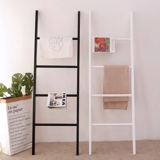 บันไดแขวนผ้ามินิมอล วางพิงผนัง ไม้เนื้อแข็ง ขนาดฐานกว้าง 50 cm สูง 160 cm แบ่ง4ชั้น