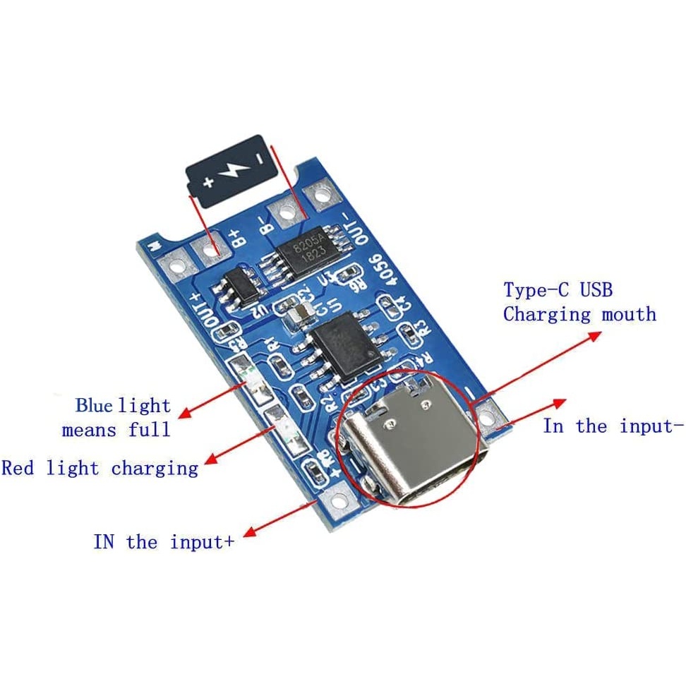 ส่งจากไทย TP4056 TypeC  โมดูลชาร์จแบตลิเธียม 18650, Li-ion, Li-po 5V 1A Adapter มีเก็บเงินปลายทางพร้