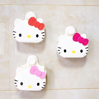 ชั้นวางแปรงสีฟัน ยาสีฟัน ลายการ์ตูน Hello Kitty ไม่ต้องเจาะรู สําหรับห้องครัว ห้องน้ํา