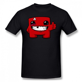 Frogg0-Shop เสื้อยืดครอปเสื้อยืด ผ้าฝ้ายแท้ พิมพ์ลาย Super Meat Boy Bandage สไตล์ฮาราจูกุ สําหรับผู้ชาย และผู้หญิงS-5XL