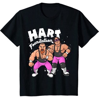 Frogg0-Shop เสื้อยืดครอปเสื้อยืด พิมพ์ลายกราฟฟิค WWE Hart Foundation "Bill Main" สไตล์เกาหลี ระบายอากาศ สวมใส่สบายS-5XL