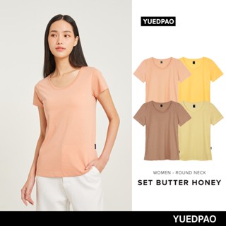 Yuedpao เสื้อยืดผู้หญิงคอกลม ทรงเข้ารูป ไม่ย้วย ไม่หด ไม่ต้องรีด ใส่สบาย basicstyle เสื้อยืดคอกลมผู้หญิง setbutter honey