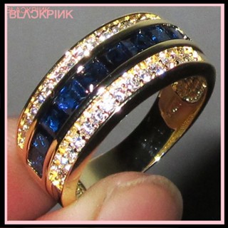 Sunshine_Fashion Unisex Shiny Rhinestone Inlaid Bridal Engagement Finger Ring Jewelry