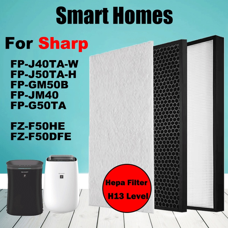 (พร้อมส่ง) แผ่นกรองคาร์บอน Hepa FZ-F50HE FZ-F50DFE สําหรับเครื่องฟอกอากาศ Sharp FP-J40TA-W FP-J50TA-