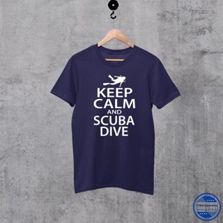 Frogg0-Shop เสื้อยืดชาย เสื้อยืดครอปเสื้อยืด ลาย Keep Calm And Scuba Dive สําหรับดําน้ําS-5XL