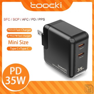 Toocki อะแดปเตอร์ที่ชาร์จ 35W GaN พร้อมพอร์ต Type C คู่ ชาร์จเร็ว สําหรับแล็ปท็อป Xiaomi Dual USB C