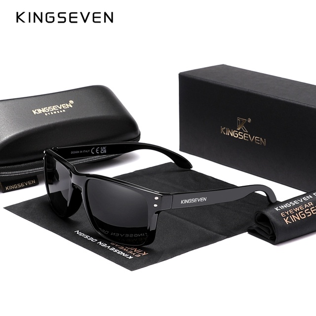 ของแท้ KINGSEVEN แว่นตากันแดด TR90 โพลาไรซ์ คาร์บอนไฟเบอร์ ทรงสี่เหลี่ยม สไตล์เรโทร สําหรับผู้หญิง และผู้ชาย