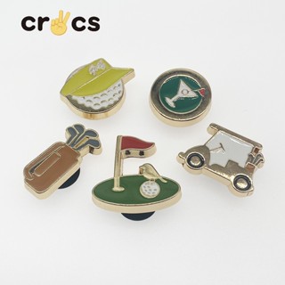 Crocs jibbitz charms หัวเข็มขัดโลหะ ลายดอกไม้ คุณภาพสูง สําหรับตกแต่งรองเท้ากอล์ฟ DIY