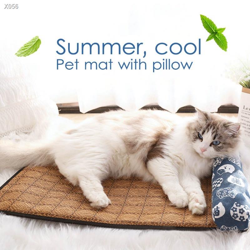 X056แผ่นทำความเย็นSummer Cooling Pet Cushion Mat Pet Pad Cool Sofa Cat Mats Portable Tour Sleeping With Pillow Pet Acces