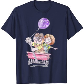 Disney Pixar UP Carl &amp; Ellie Wagon Ride เสื้อยืดกราฟิก