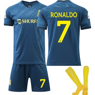 เสื้อกีฬาแขนสั้น ลายทีมชาติฟุตบอล Cristiano Ronaldo CR7 Al-Nassr FC 2023-24 Season สําหรับเด็ก และผู้ใหญ่