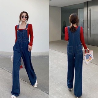 เอี๊ยมยีนส์ขายาว ทรงกระบอกขาตรงสวย สีเข้มดาารานักร้องเกาหลีใส่บ่อยกันมากMUST HAVE ITEM!!