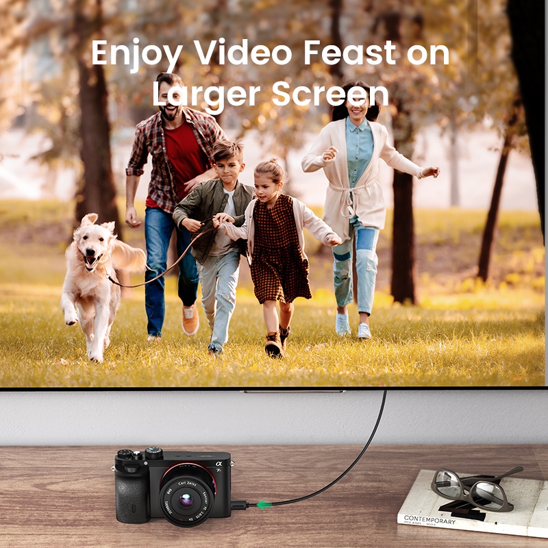 UGREEN อะแดปเตอร์ ไมโคร HDMI เป็น HDMI 2.0 เคเบิล 3D 4K HDMI สำหรับ Phone Tablet HDTV PC