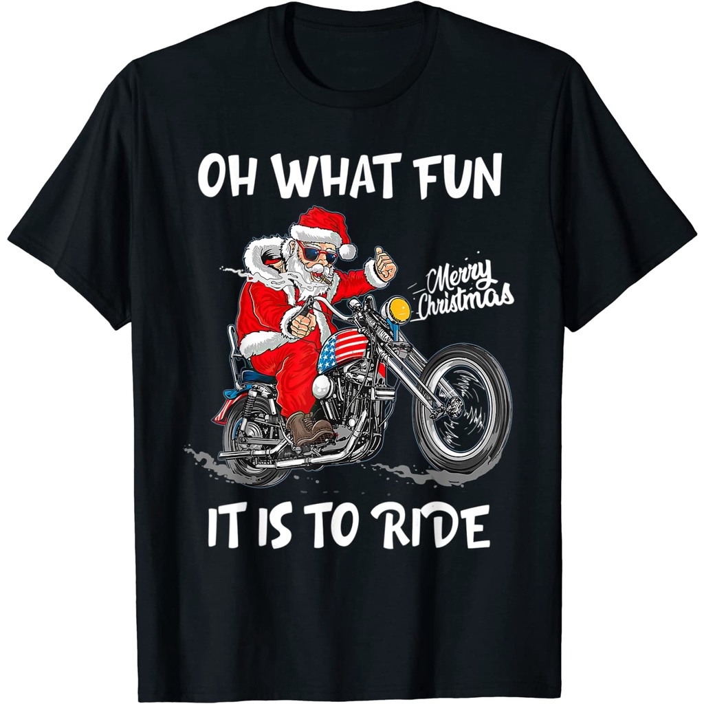 BIKER Santa รถจักรยานยนต์ Fan Merry Christmas Xmas T-Shirt