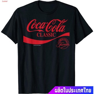 เสื้อยืดโอเวอร์ไซส์ เสื้อยืดผู้ชายและผู้หญิง Coca-Cola Clic Original Formula Red Logo Graphic T-Shirt Mens Womens