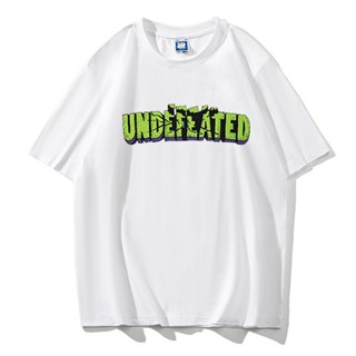 ผ้าฝ้ายแท้เสื้อยืดแขนสั้นลําลอง ทรงหลวม พิมพ์ลายตัวอักษร undefeated สําหรับผู้ชาย และผู้หญิงS-4XL