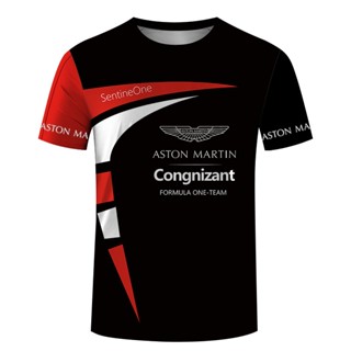 เสื้อยืดแขนสั้น คอกลม พิมพ์ลาย Aston Martin F1 Formula One Team Racing 3 มิติ โอเวอร์ไซซ์ สําหรับผู้ชาย และผู้หญิง