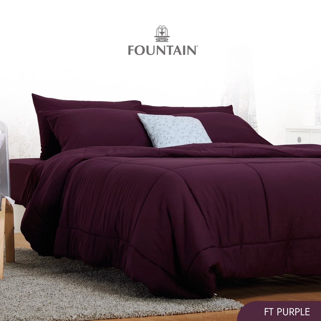 Fountain FT Purple รุ่น Color สีพื้น โทนม่วงเข้ม สัมผัสนุ่มสบายด้วยชุดเครื่องนอนฟาวน์เทน ผ้าปู ผ้าปูที่นอน ผ้านวม
