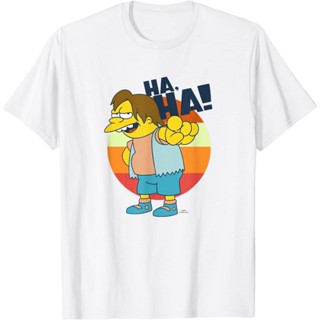 ผ้าฝ้ายแท้เสื้อยืดแขนสั้น พิมพ์ลาย The Simpsons Nelson HAHA C2 แฟชั่นสําหรับผู้ชาย และผู้หญิงS-4XL