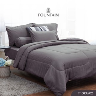 Fountain FT Gray02 รุ่น Color สีพื้นโทนสีเทากลาง ให้สัมผัสนุ่มสบายด้วยชุดเครื่องนอนฟาวน์เทน ผ้าปูที่นอน ผ้าห่มนวม