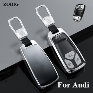 ZOBIG Zinc alloy glass For Audi Key Fob Cover Case  Key Shell Key Case Cover for Audi A4 Q7 Q5 TT A3 A6 SQ5 R8 S5 Original remote key shell