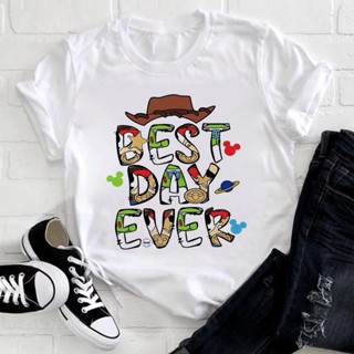 เสื้อแขนสั้น Lovely Toy Story Element Letter Printed T shirt Woman Fashion Design Clothes Teens Tee Summer Breathable