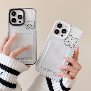 เคสโทรศัพท์มือถือ ลายกระต่าย หมี พร้อมช่องใส่บัตร 3 in 1 สําหรับ iPhone 14promax 13 12 11 7Plus X XR XSMAX