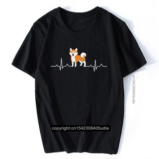 เสื้อยืด cotton Camiseta Kawaii japonesa Shiba Inu para hombres, camisa de algodón con latido del corazón, Camiseta de c