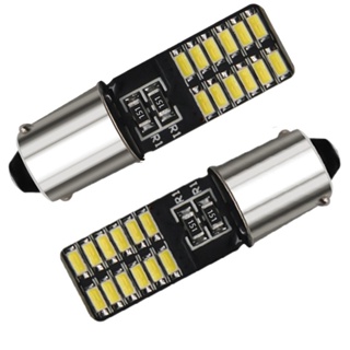 หลอดไฟ Led 3014 24SMD BA9S T4W T11 T2W T3W H5W สีขาว สําหรับติดภายในรถยนต์