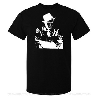 เสื้อยืดโอเวอร์ไซส์เสื้อยืด ผ้าฝ้าย 100% พิมพ์ลายนักร้องอเมริกัน Frank Sinatra ทรงหลวม สีดํา สําหรับผู้ชาย LHZYS-4XL