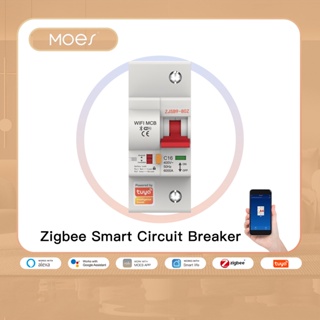 MOES Smart ZigBee เบรกเกอร์วงจร IoT สวิตช์อากาศเกิน ป้องกันไฟกระชาก Smart Life Tuya Alexa Google Hub