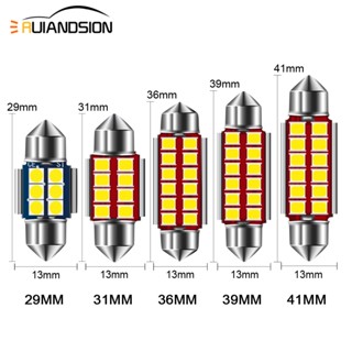 Ruiandsion หลอดไฟ LED 6V 12V C5W 29 มม. 31 มม. 36 มม. 39 มม. 42 มม. สีขาวอบอุ่น แบบเปลี่ยน สําหรับป้ายทะเบียนรถยนต์