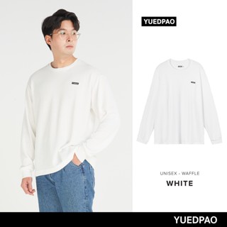 Yuedpao รับประกันไม่ย้วย 2 ปี  เสื้อยืดเปล่า เสื้อยืดสีพื้น เสื้อSWEATER รุ่น Waffle LongSleeve สี White